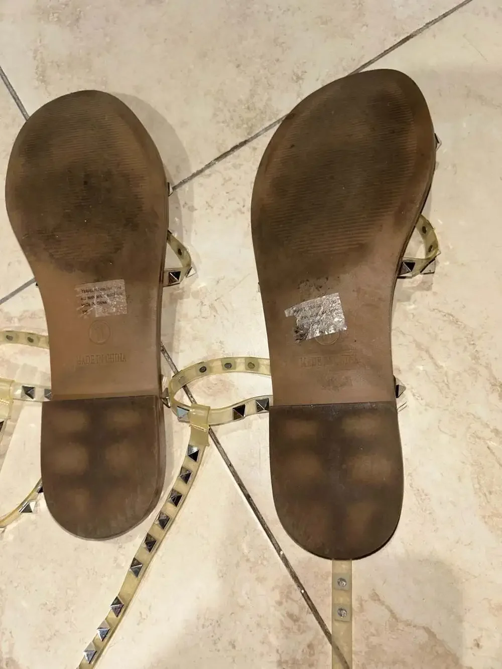 Steve Madden Travel Studded Clear Jelly Ankle Strap Sandals